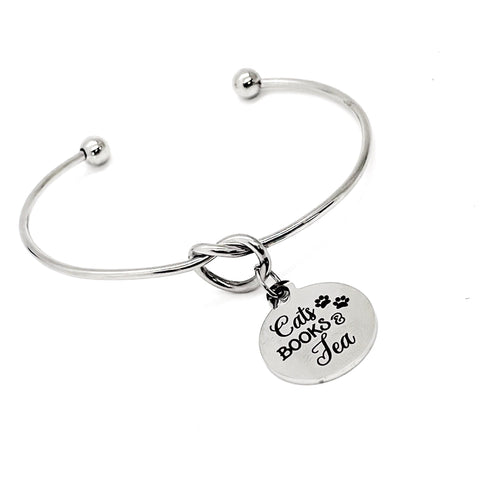 Cat Books Tea Charm Bracelet, Cat Lover, Book Lover, Tea Lover, Gift For Her, Love Cats, Love Books, Love Tea, Wife Gift, Mom Jewelry Gift
