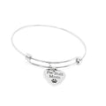 Pit Bull Mom Stainless Steel Heart Charm Bracelet Dog Lover Jewelry with 19mm Charm Adjustable Bangle Gift for Pitbull Owners