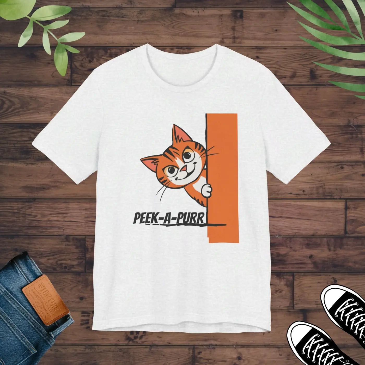 Soft Jersey Short Sleeve Tee - Peek A Purr Cat - Dipaliz