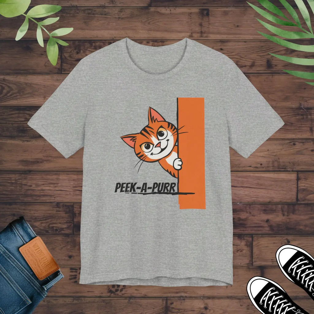 Soft Jersey Short Sleeve Tee - Peek A Purr Cat - Dipaliz
