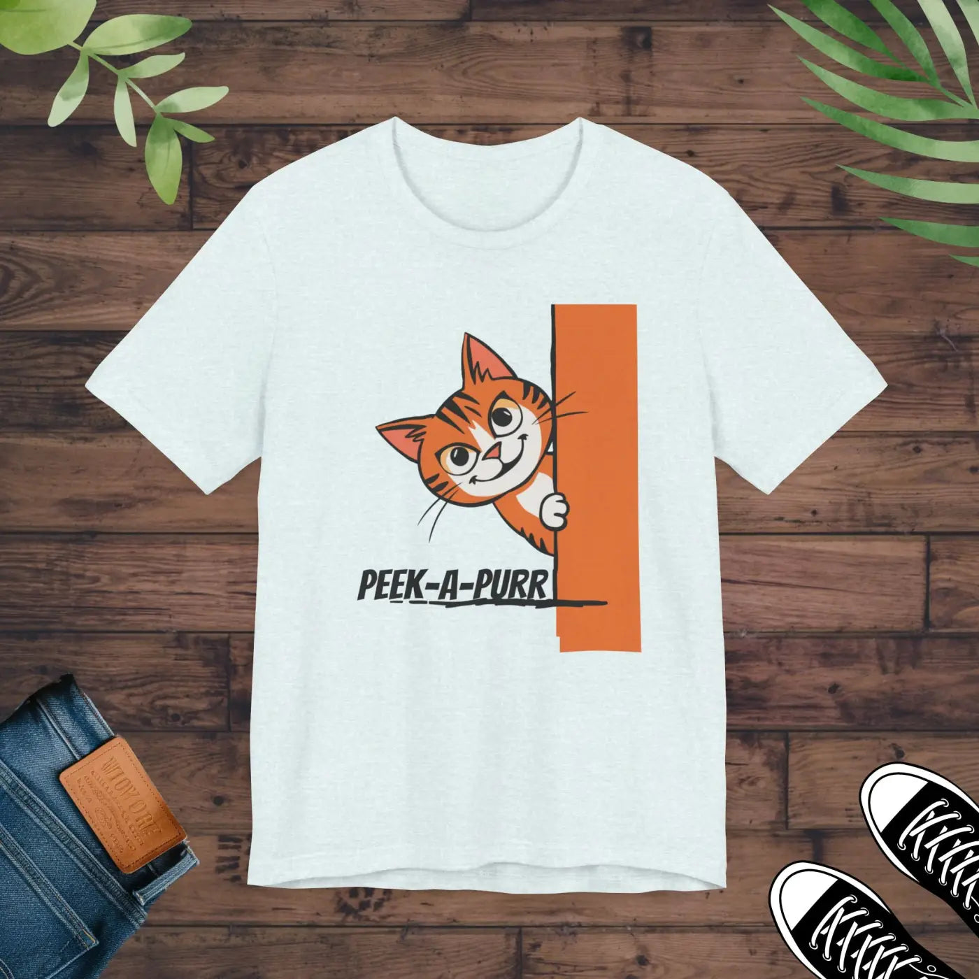 Soft Jersey Short Sleeve Tee - Peek A Purr Cat - Dipaliz