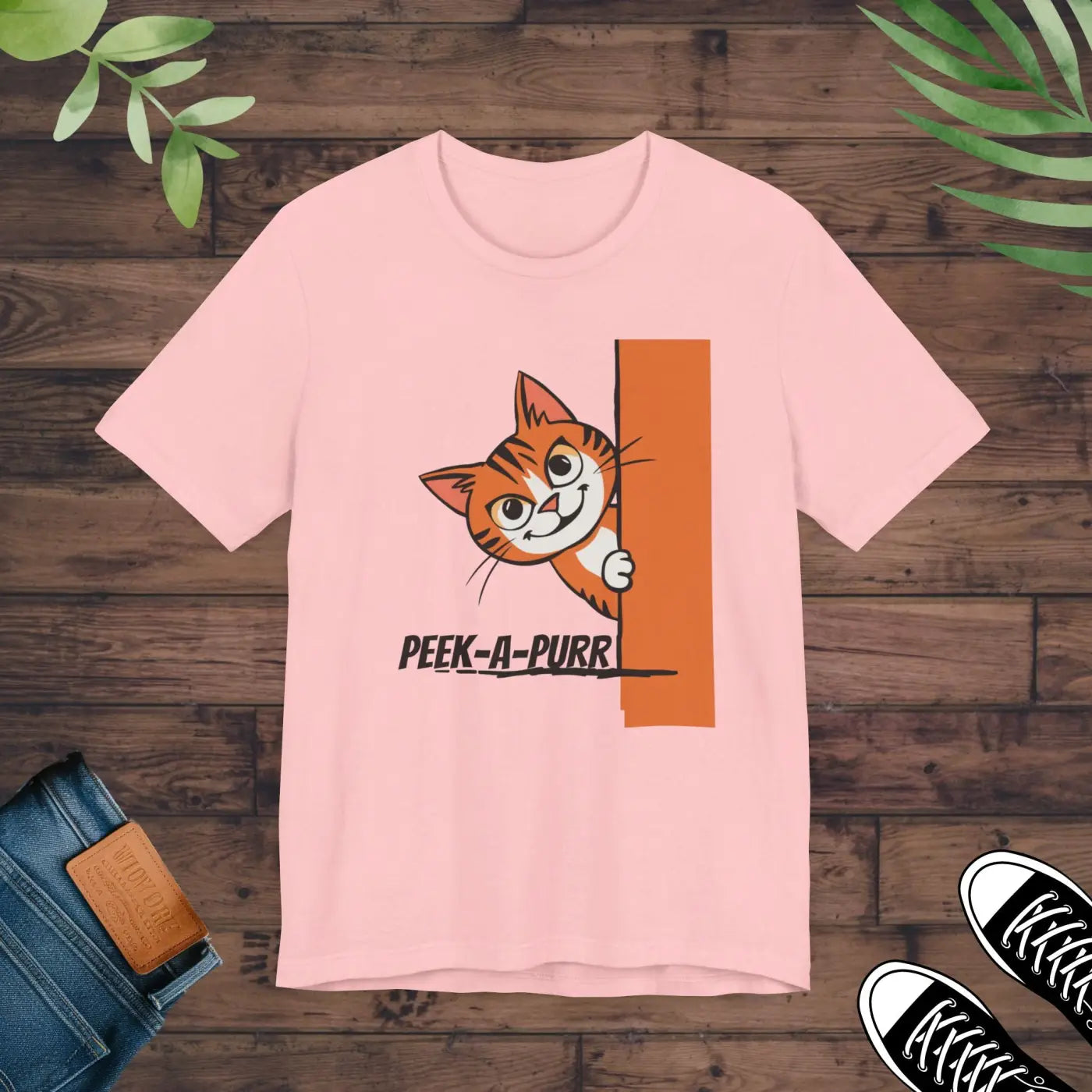 Soft Jersey Short Sleeve Tee - Peek A Purr Cat - Dipaliz